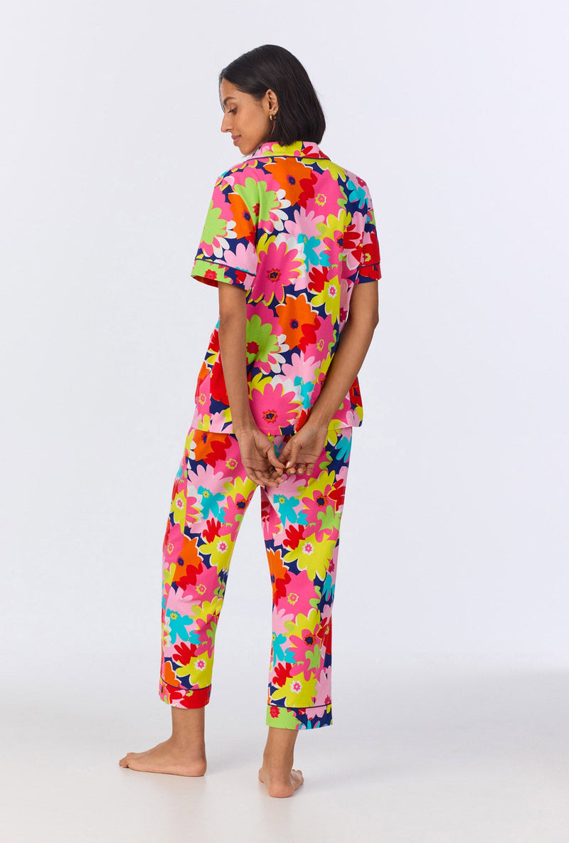 BedHead x Trina Turk Pop Floral Short Sleeve Classic Cropped Stretch Jersey PJ Set