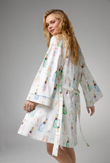 Champagne Wedding Banded Collar Stretch Jersey Robe