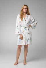 Champagne Wedding Banded Collar Stretch Jersey Robe