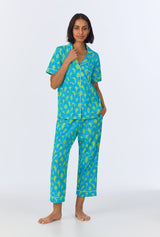 BedHead x Trina Turk Geo Arches Short Sleeve Classic Cropped Stretch Jersey PJ Set