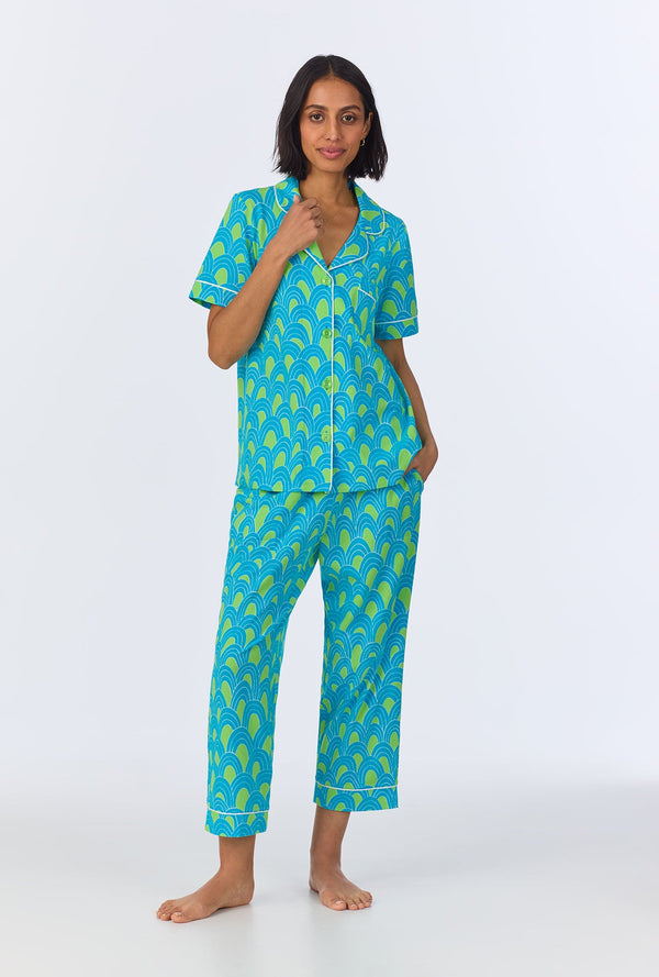 BedHead x Trina Turk Geo Arches Short Sleeve Classic Cropped Stretch Jersey PJ Set