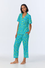 BedHead x Trina Turk Geo Arches Short Sleeve Classic Cropped Stretch Jersey PJ Set