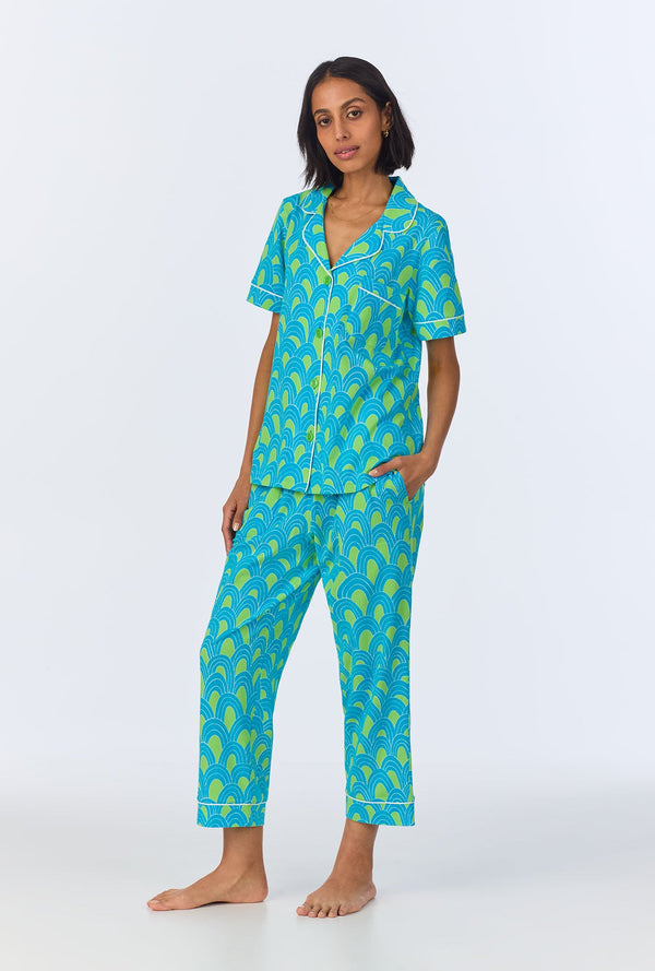 BedHead x Trina Turk Geo Arches Short Sleeve Classic Cropped Stretch Jersey PJ Set