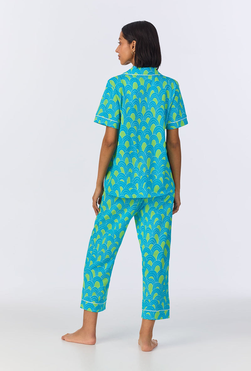 BedHead x Trina Turk Geo Arches Short Sleeve Classic Cropped Stretch Jersey PJ Set