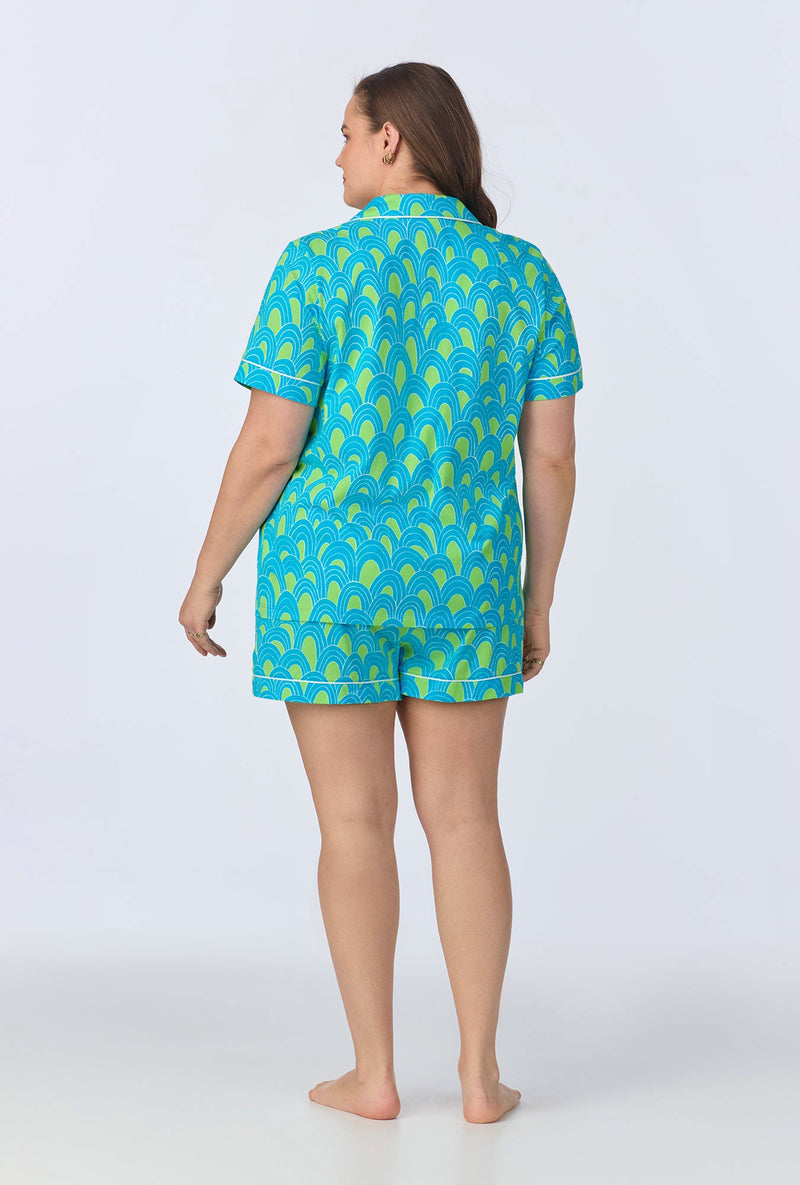 BedHead x Trina Turk Geo Arches Short Sleeve Classic Shorty Stretch Jersey PJ Set