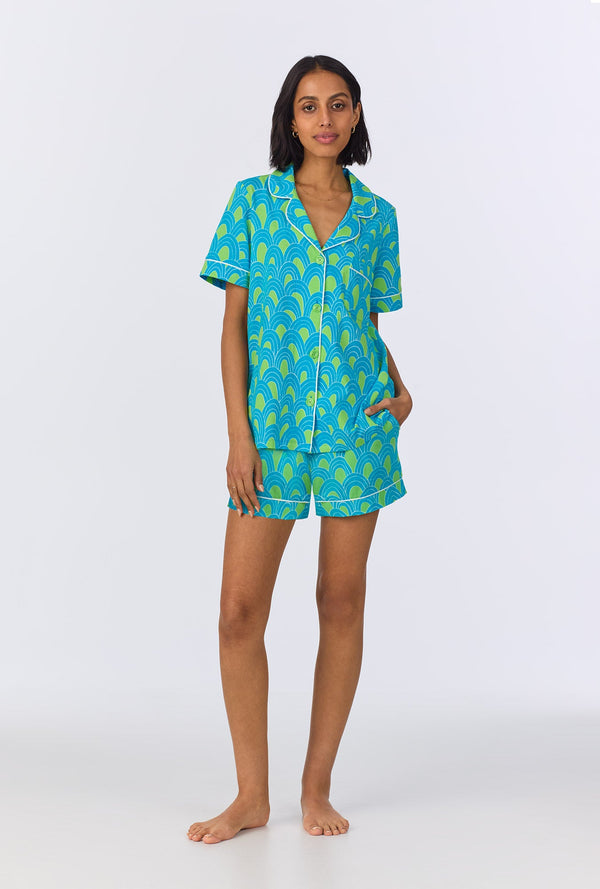 BedHead x Trina Turk Geo Arches Short Sleeve Classic Shorty Stretch Jersey PJ Set