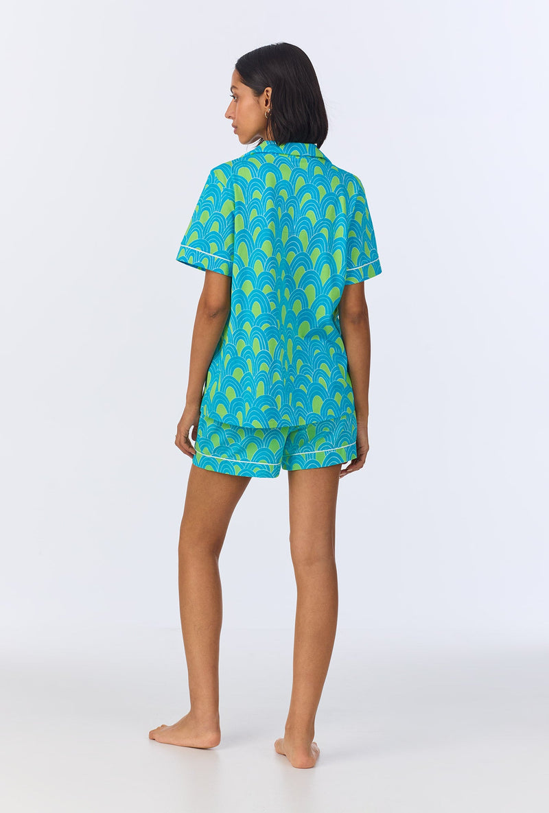 BedHead x Trina Turk Geo Arches Short Sleeve Classic Shorty Stretch Jersey PJ Set