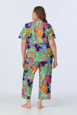 BedHead x Trina Turk  Zanzibar Short Sleeve Classic Cropped Stretch Jersey PJ Set