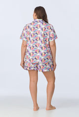 BedHead x Trina Turk Fanfare Short Sleeve Classic Woven Cotton Poplin Shorty PJ Set
