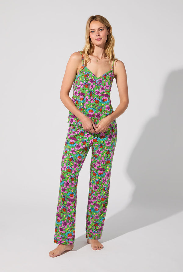 BedHead X Trina Turk Garden Floral Cami Tank Stretch Jersey Long PJ Set