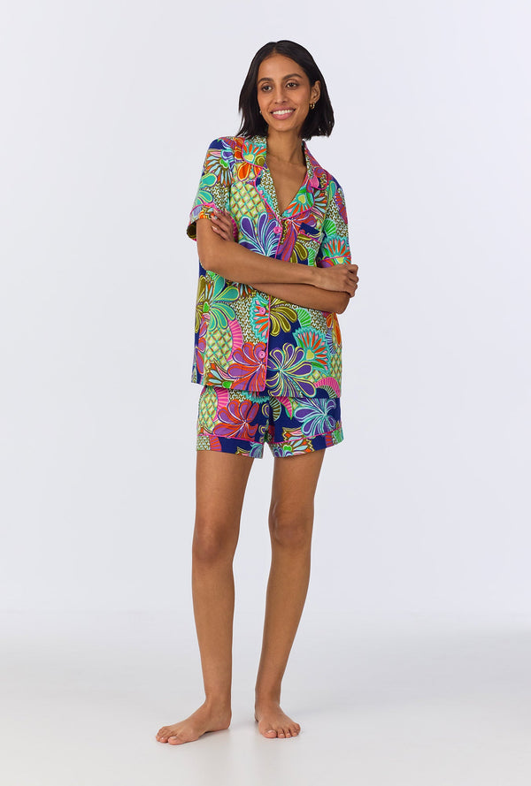 BedHead x Trina Turk Zanzibar Short Sleeve Classic Shorty Stretch Jersey PJ Set