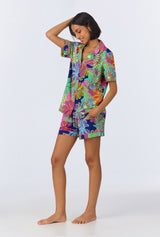 BedHead x Trina Turk Zanzibar Short Sleeve Classic Shorty Stretch Jersey PJ Set