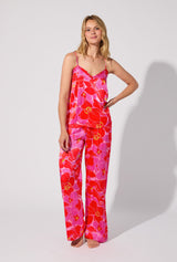 BedHead X Trina Turk Winter Orchids Cami Tank Woven Washable Silk Long PJ Set