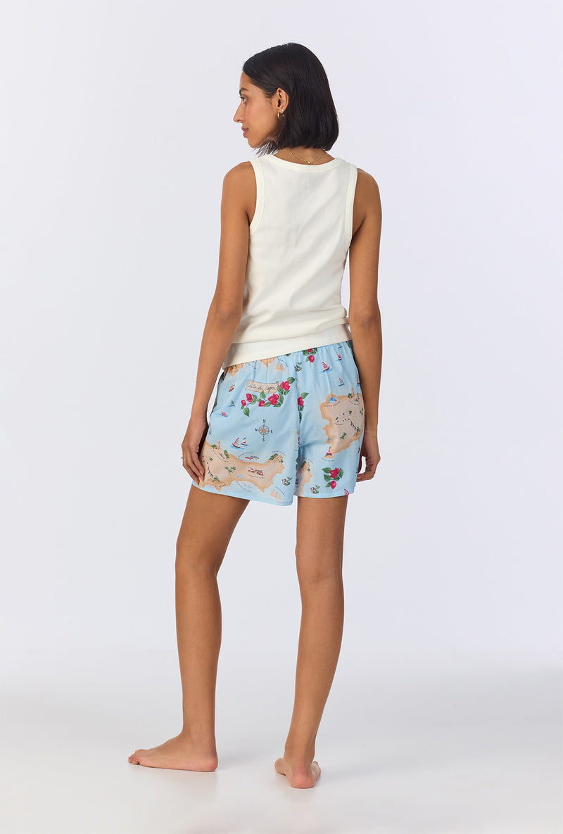 Ciao Capri Knit Tank Woven Cotton Poplin Boxer PJ Set