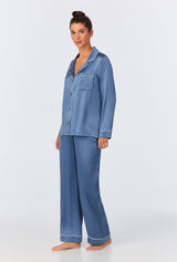 Elemental Blue Long Sleeve Classic Washable Silk PJ Set