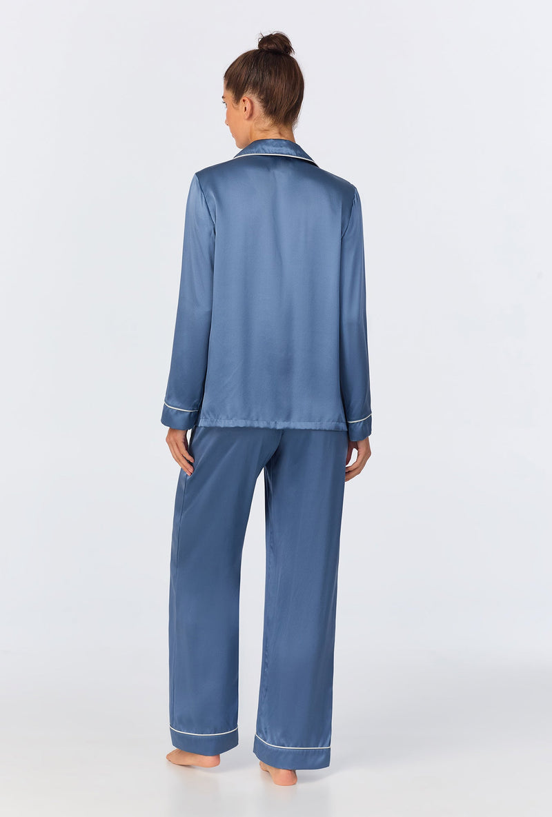 Elemental Blue Long Sleeve Classic Washable Silk PJ Set