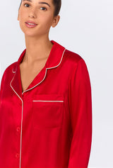 Red Long Sleeve Classic Washable Silk PJ Set