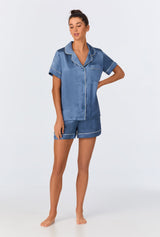 Elemental Blue Short Sleeve Classic Shorty Washable Silk PJ Set