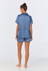 Elemental Blue Short Sleeve Classic Shorty Washable Silk PJ Set