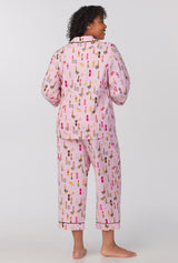 Pretty In Pink 3/4 Sleeve Classic Stretch Jersey Cropped PJ Set