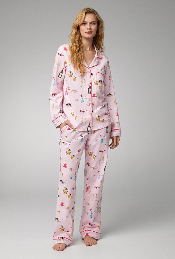 Let's Do Brunch Long Sleeve Classic Stretch Jersey PJ Set