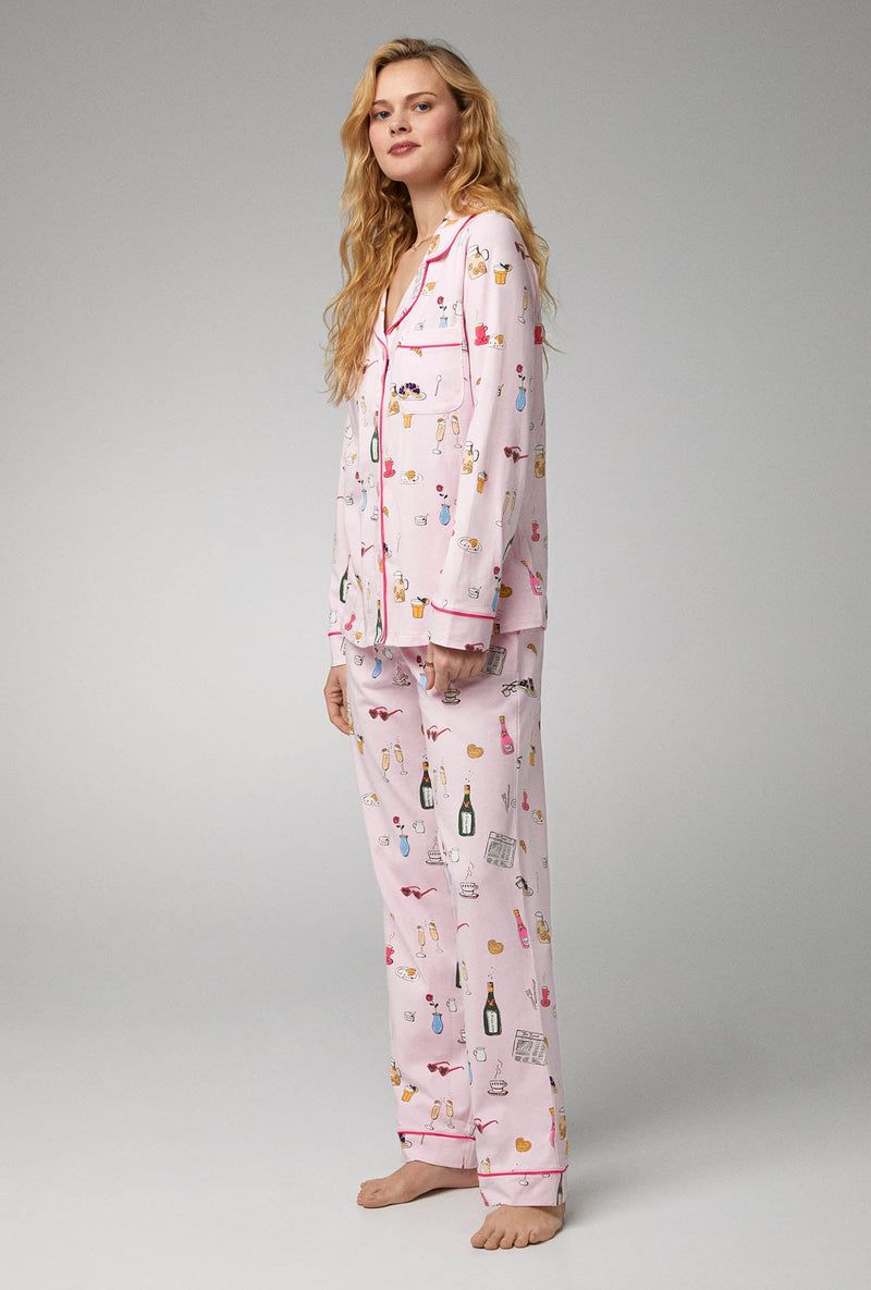 Let's Do Brunch Long Sleeve Classic Stretch Jersey PJ Set