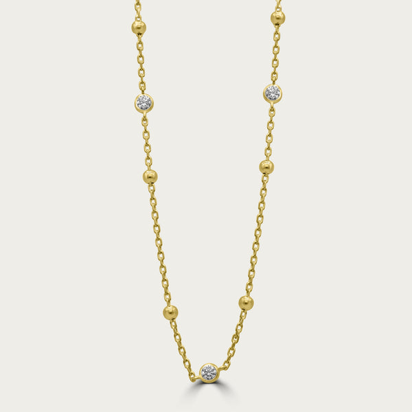The Beaded Bezel CZ Station Necklace