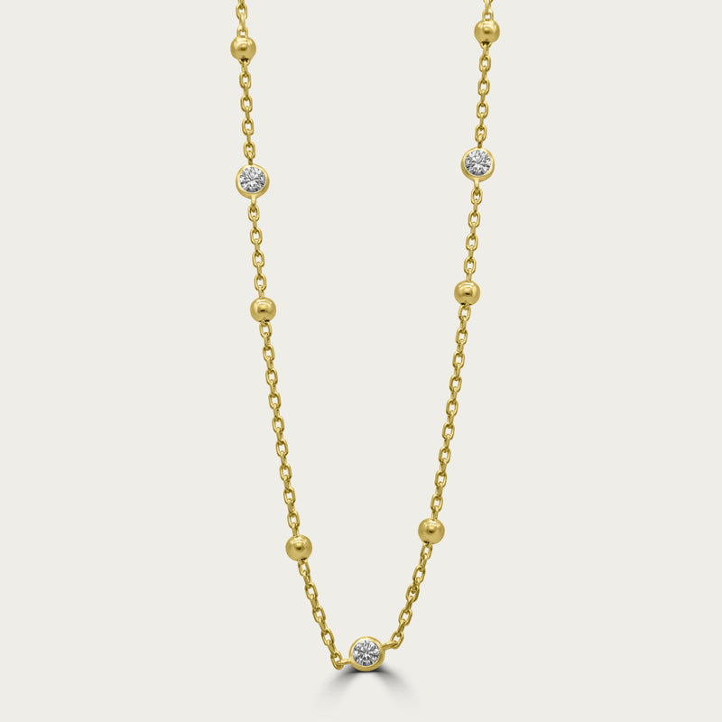 The Beaded Bezel CZ Station Necklace