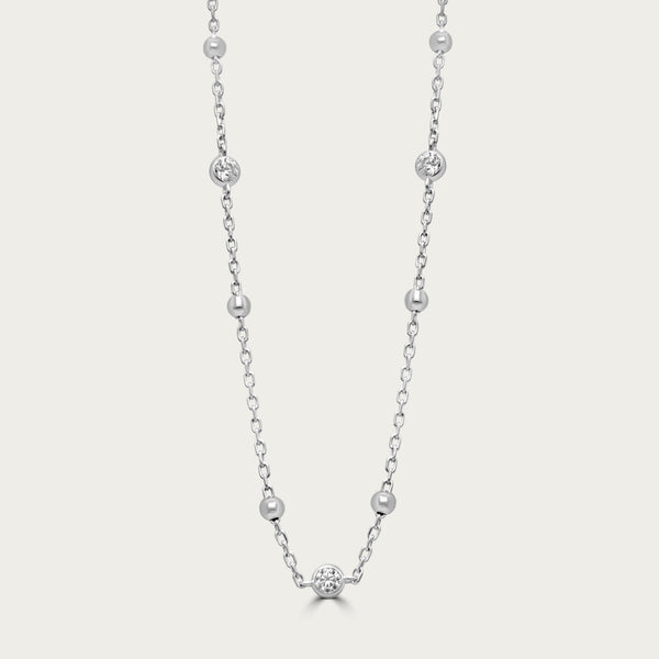 The Beaded Bezel CZ Station Necklace