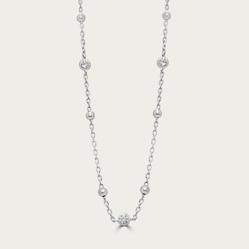 The Beaded Bezel CZ Station Necklace