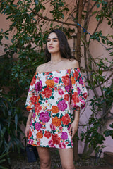 Felicity Mini Off-The-Shoulder Dress in Rose Floral - FINAL SALE