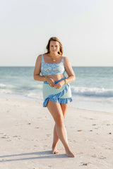 Maggie Square Neck Reversible Bikini Top in Blue Floral
