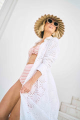 Birdie Eyelet Long Dress in White Eyelet