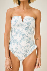 Abigail Strapless One-Piece Swimsuit in Daylight Saunter
