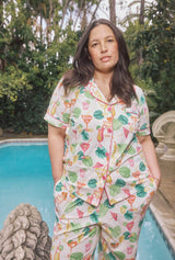 Vacation Libations Short Sleeve Classic Stretch Jersey Cropped PJ Set