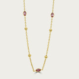 The Beaded Bezel Marquis CZ Station Necklace