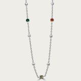 The Beaded Rainbow Bezel CZ Station Necklace