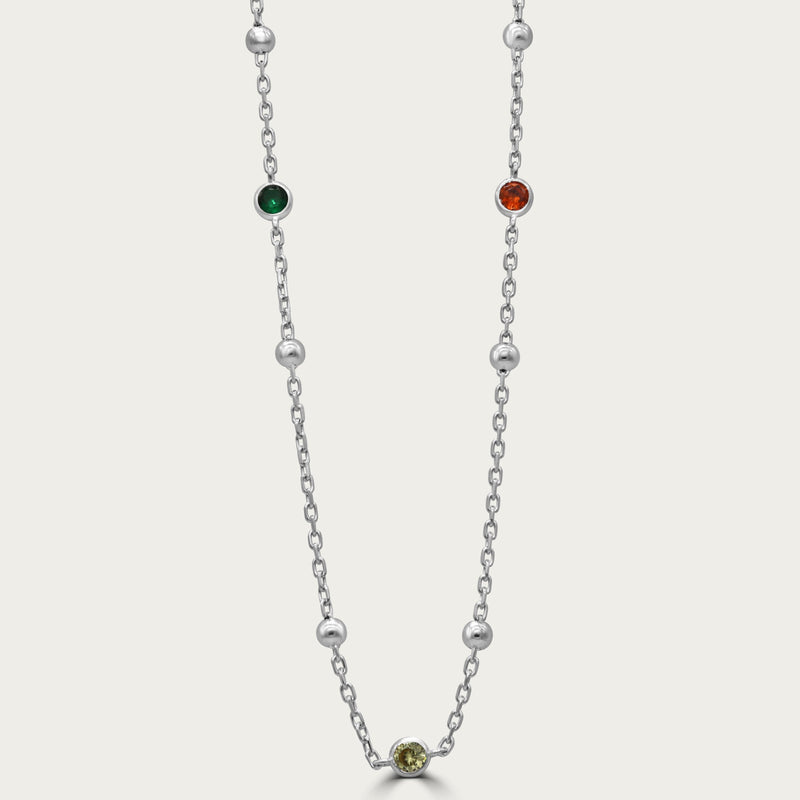 The Beaded Rainbow Bezel CZ Station Necklace