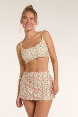 Mindy High Waisted Skirt with Built in Bottoms in Tile Floral