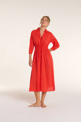 Natalia Cinched Tie Cover Up in Red Orange