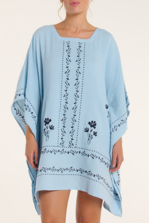 Priscilla Dress in Blue Embroidery