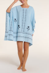 Priscilla Dress in Blue Embroidery