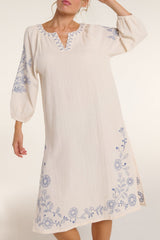 Lydia Dress in Cream Embroidery