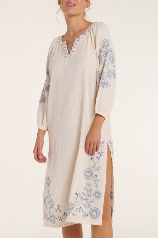 Lydia Dress in Cream Embroidery
