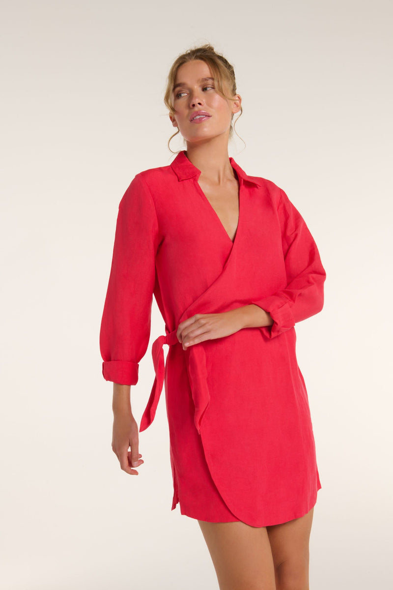 Isla Wrap Dress in Teaberry