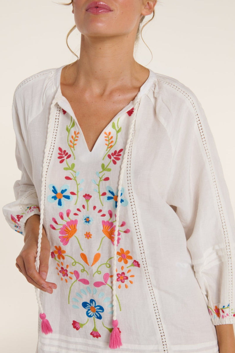 Phoebe Dress in Colorful Embroidery