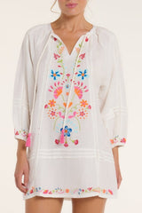 Phoebe Dress in Colorful Embroidery