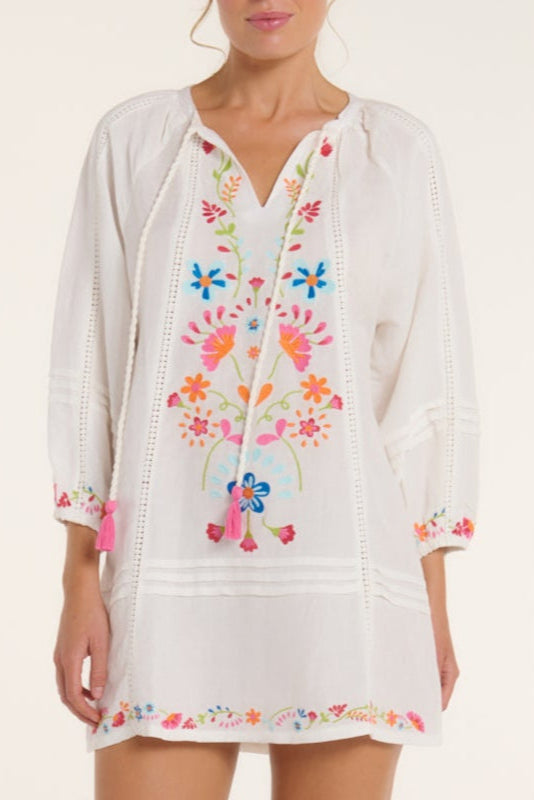 Phoebe Dress in Colorful Embroidery