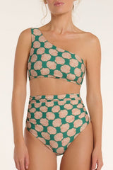 Catalina One-shoulder Bikini Top in Green