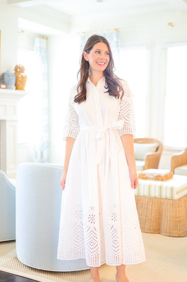 Francesca Dress in White Eyelet